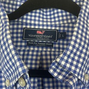 Vineyard Vines Slim Fit Tucker Shirt Blue White Gingham Men's Large